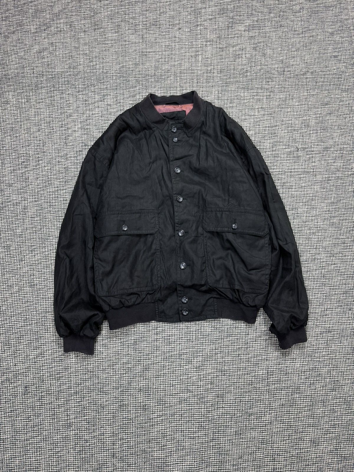 Other 100% linen black satin bomber jacket Daniel Hechter archive Size US L / EU 52-54 / 3 - 2 Thumbnail