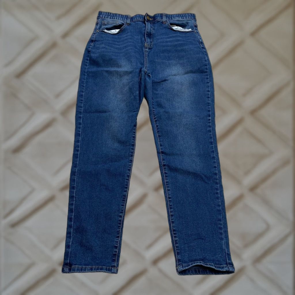 Shein Shein Jeans Womens XL Curve Blue Denim Dark Wash High Rise Leg Zip 31x26 Size 40" / US 18 - 1 Thumbnail