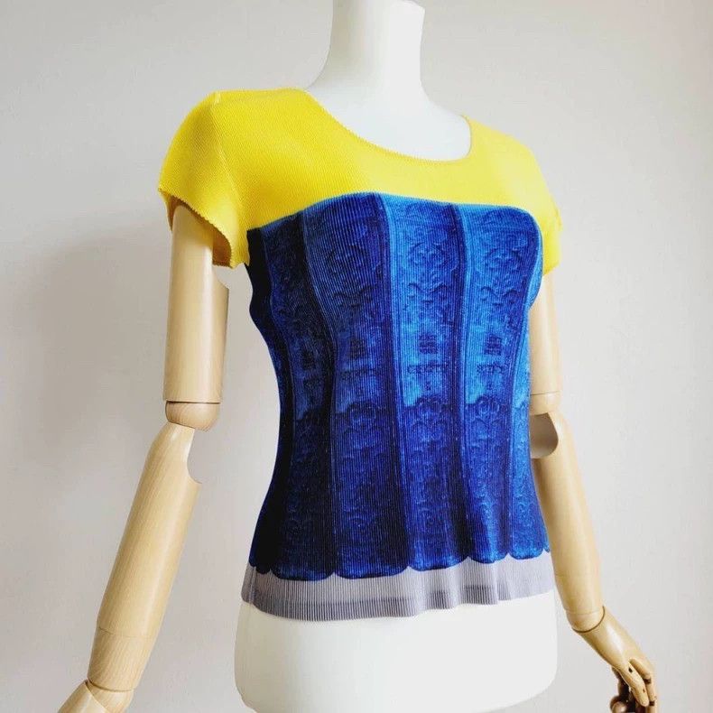 Issey Miyake issey miyake size:3 Blue pleated half-sleeve Size XXS / US 00 / IT 34 - 2 Thumbnail