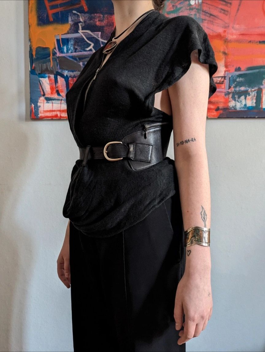 Japanese Brand Kei Kagami Structured Top with Detachable Belt Size S / US 4 / IT 40 - 4 Thumbnail