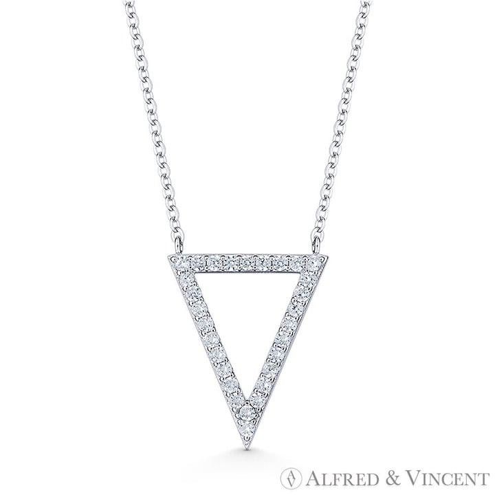 Other Reverse Open-Triangle CZ Necklace in 925 Sterling Sillver Size ONE SIZE - 1 Preview