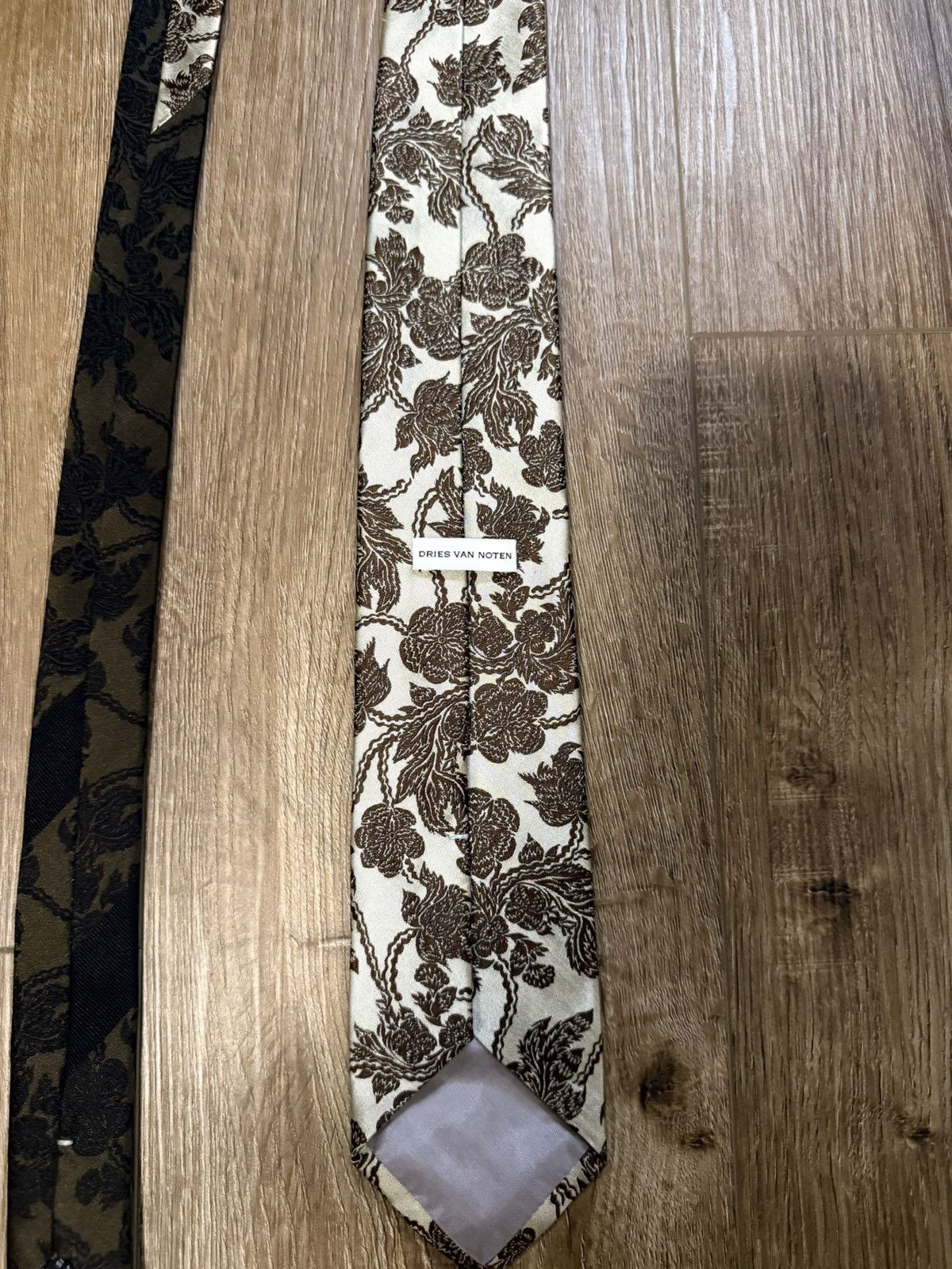 Dries Van Noten Dries Van Noten Beige & Brown Floral Tie Size ONE SIZE - 2 Thumbnail