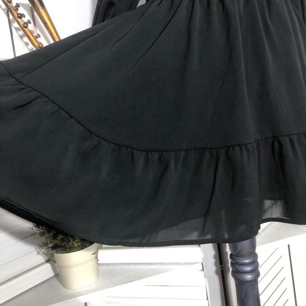 Vintage Cocktail Dress Lantern Sleeves Tie-Back Closure Black L NWOT Size L / US 10 / IT 46 - 7 Thumbnail