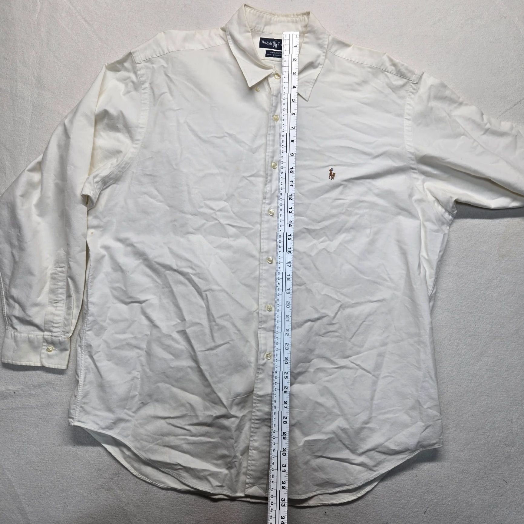 Ralph Lauren Vintage Ralph Lauren Men’s White Cotton Button-Down Shirt 17.5 Long Sleeve Golf Clothing Size US XL / EU 56 / 4 - 6 Thumbnail