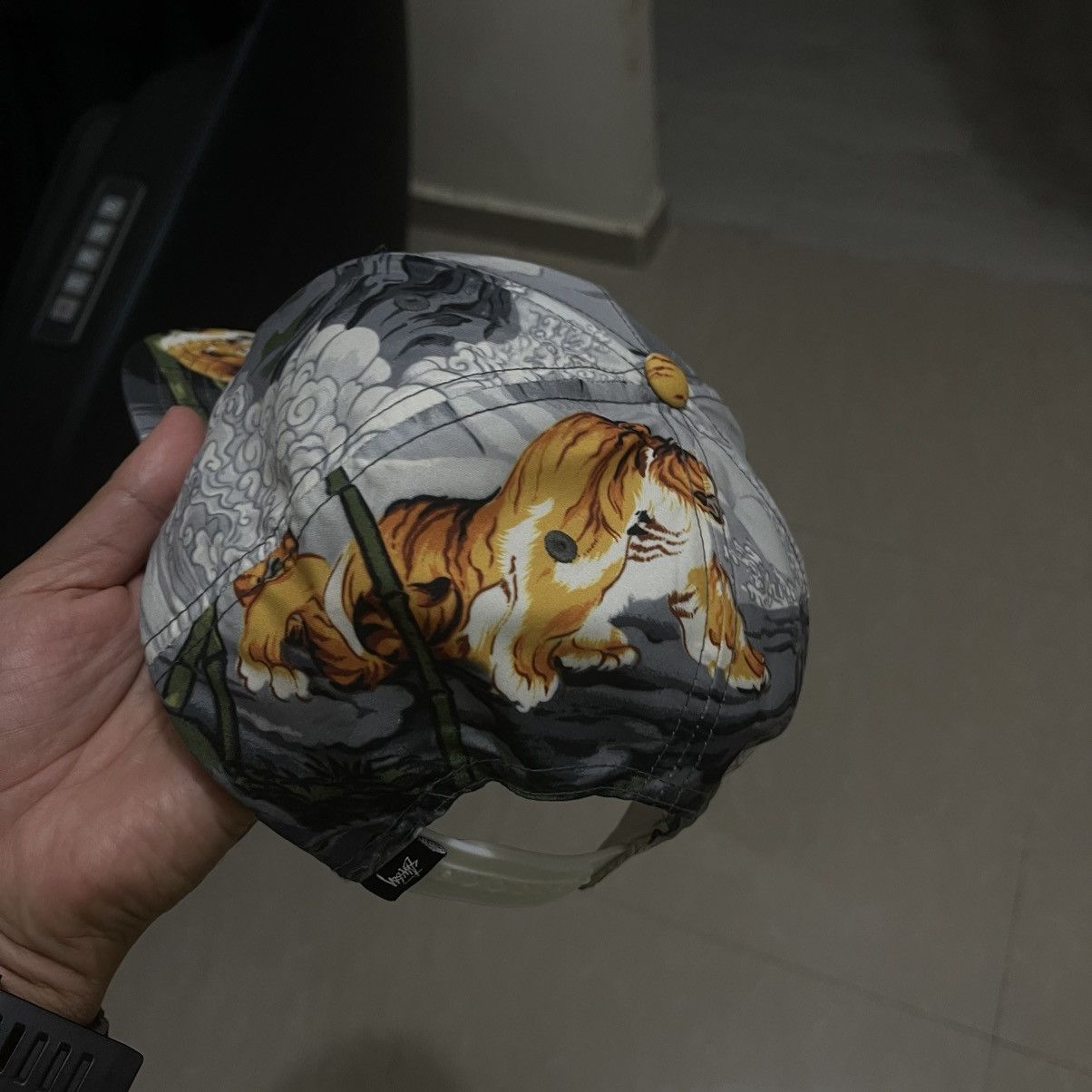 Stussy Stüssy Tiger All-Over Print Snapback Hat - Grey/Orange Size ONE SIZE - 8 Thumbnail