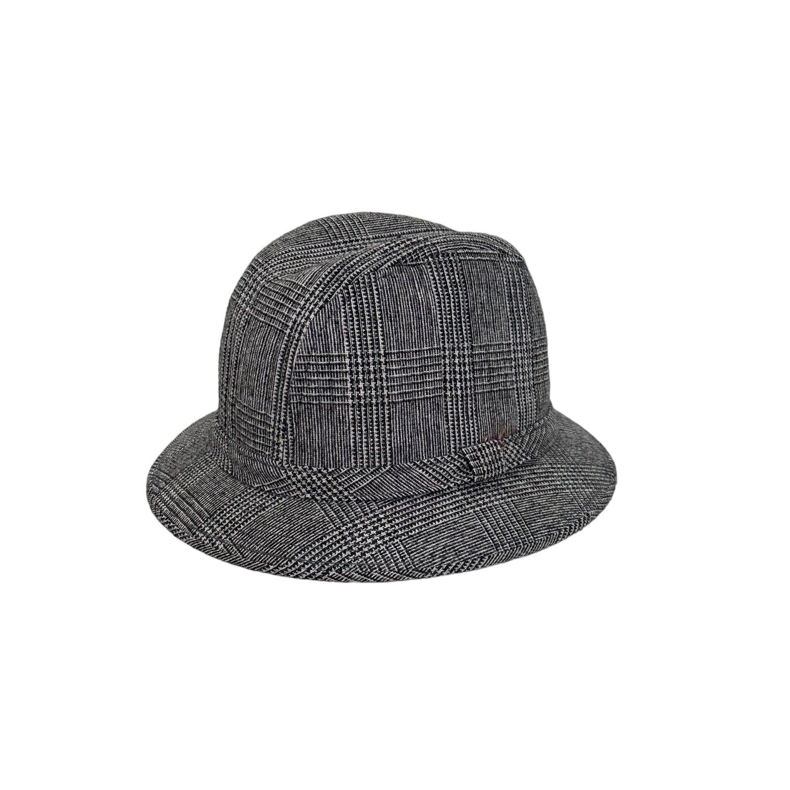 Vintage Vintage 1960s Mens Glen Check Wool Fedora Hat Mod Style Size ONE SIZE - 1 Thumbnail