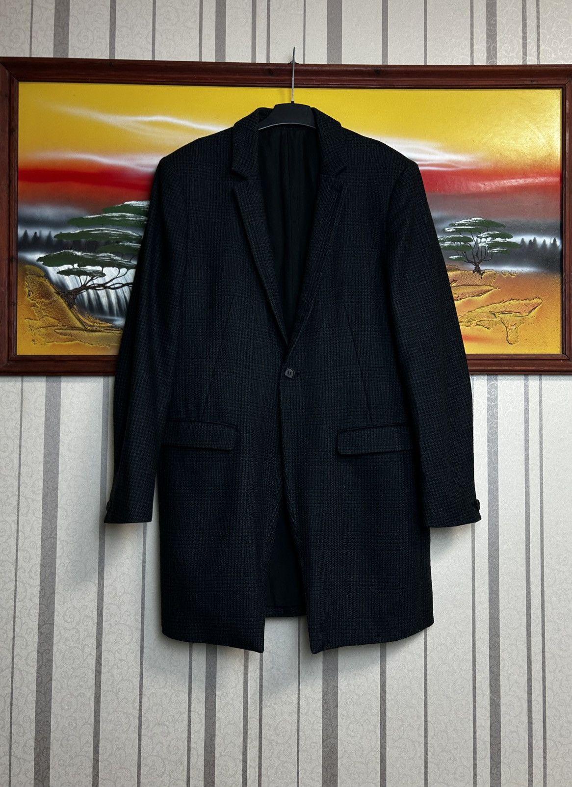 Allsaints All Saints Forty Two Wool Blazer Mens L Coat Leather Trim Size US L / EU 52-54 / 3 - 12 Thumbnail