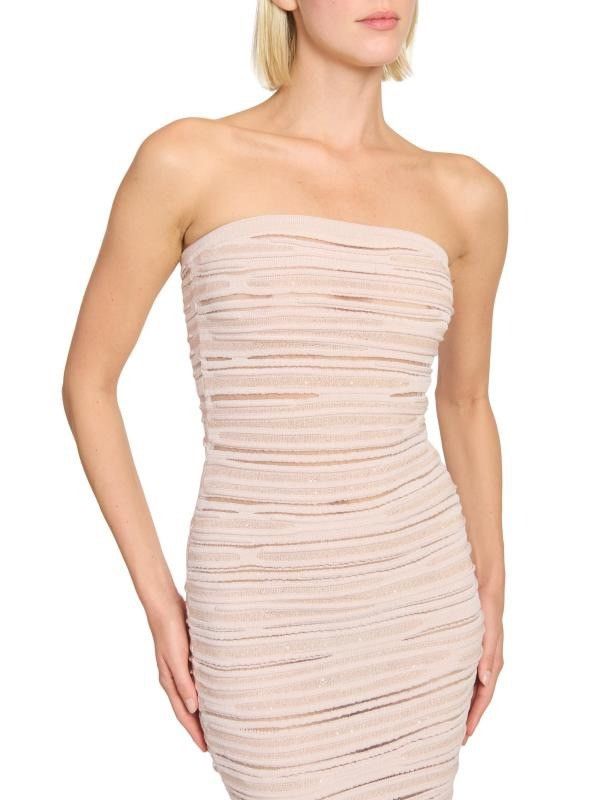 Balmain o1mt1gz0126 Bustier Glittered Midi Dress in Pink Size S / US 4 / IT 40 - 2 Thumbnail