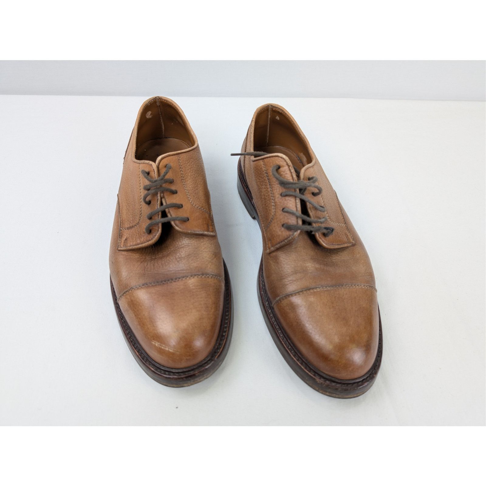 Brunello Cucinelli o1rshd1 CC20 men's brown grain leather cap-toe derby shoes Size US 10 / EU 43 - 6 Thumbnail