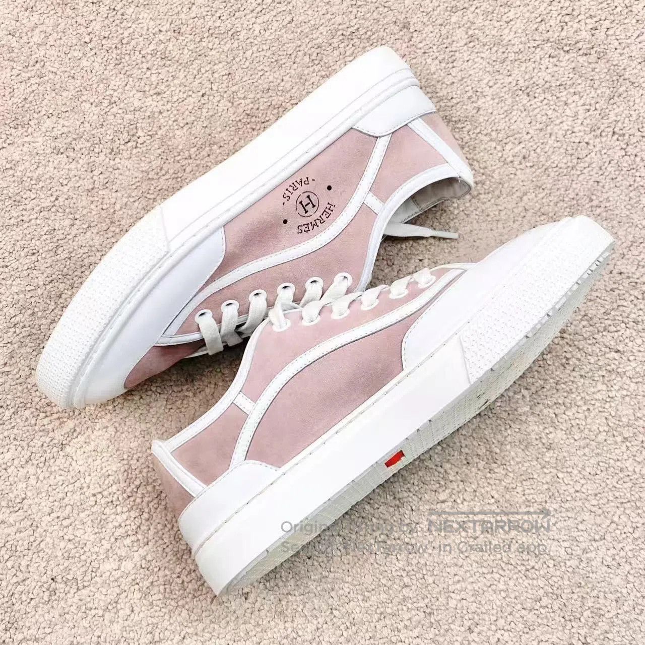 Hermes Hermes 24SS pink logo low-top board shoes| Size US 5.5 / IT 35.5 - 3 Thumbnail