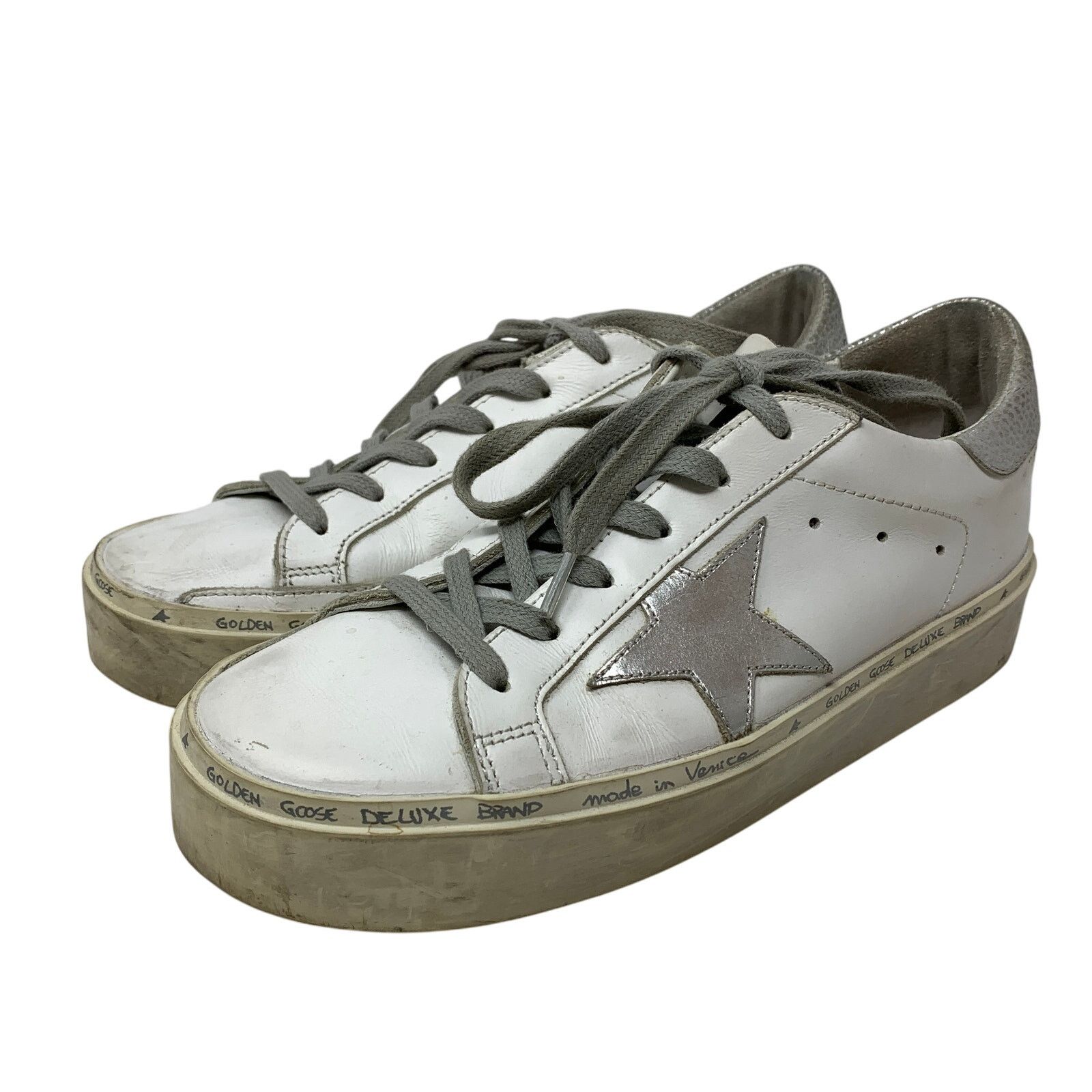 Golden Goose Golden Goose Hi Star Platform Sneakers 37 US 7 White Silver Size US 7 / IT 37 - 2 Thumbnail