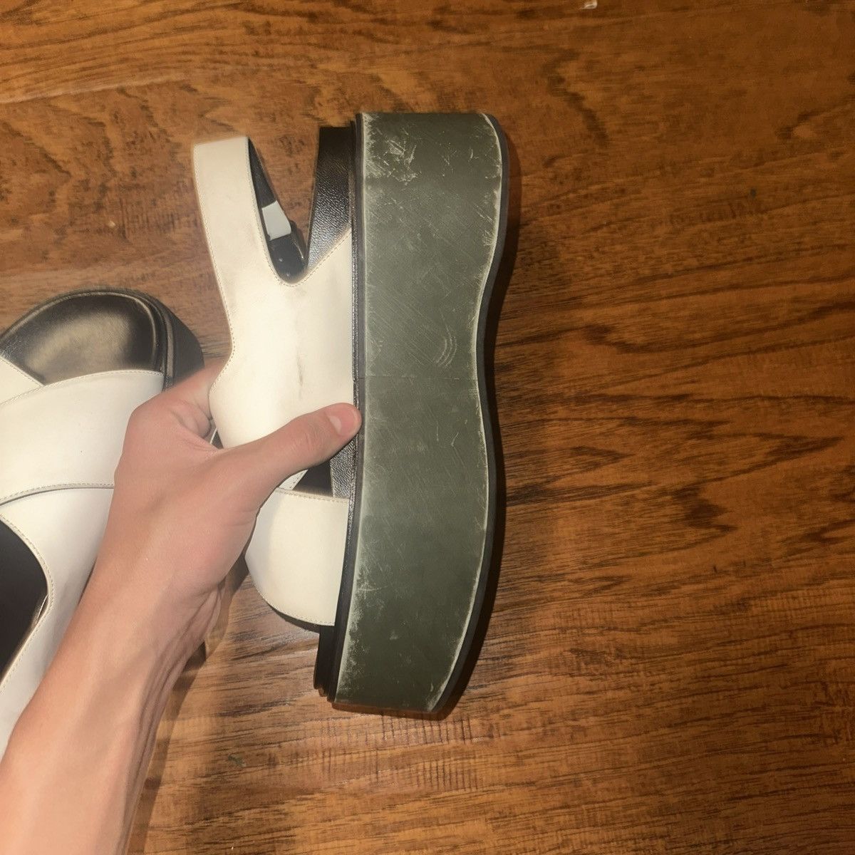 Marni Marni White Leather Shoes on Black Rubber Platform Size 40 Size US 9 / IT 39 - 6 Thumbnail