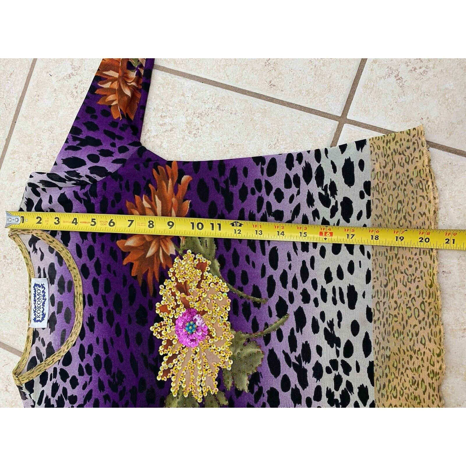 Other VTG KOKOMO Long Sleeve Mesh Top Floral Sequins Animal Print Size M / US 6-8 / IT 42-44 - 12 Thumbnail