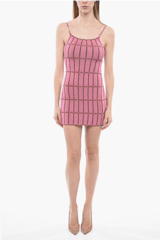 Image of Jacquemus Jacquard La Robe Maille Knitted Slip Dress in Pink, Women's (Size XS)