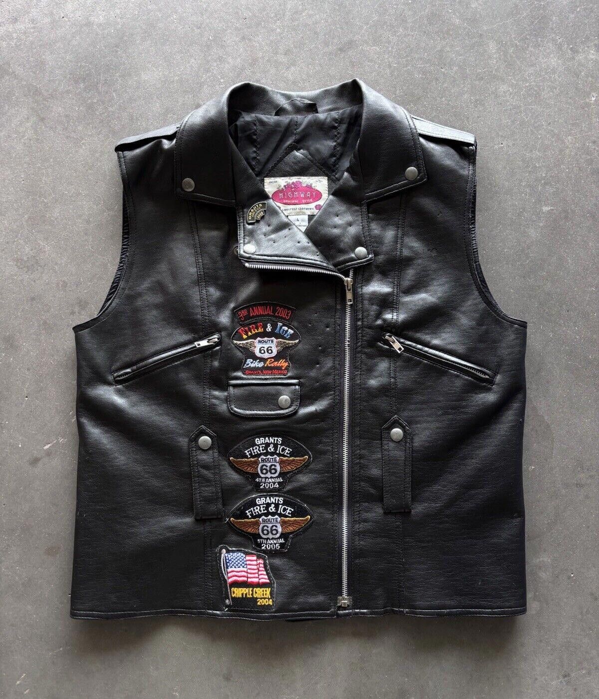 Vintage Vintage Y2K Highway Biker Lady Leather Vest Large Patches Size L / US 10 / IT 46 - 1 Thumbnail