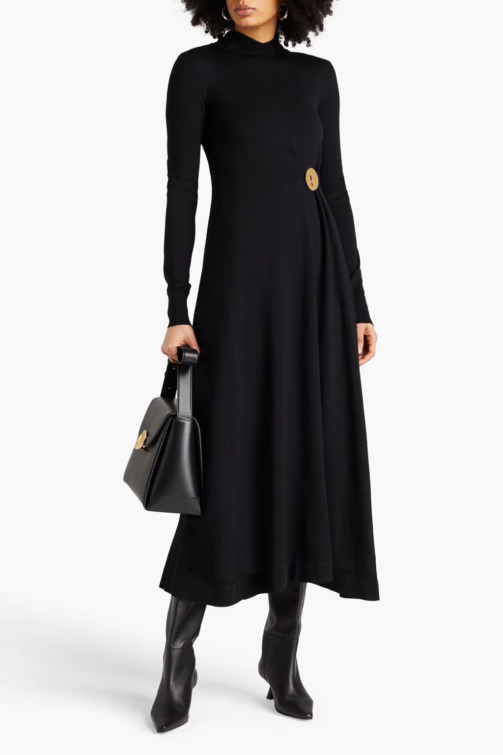 Jil Sander o1y0925 Midi Dress in Black Size XS / US 0-2 / IT 36-38 - 2 Thumbnail