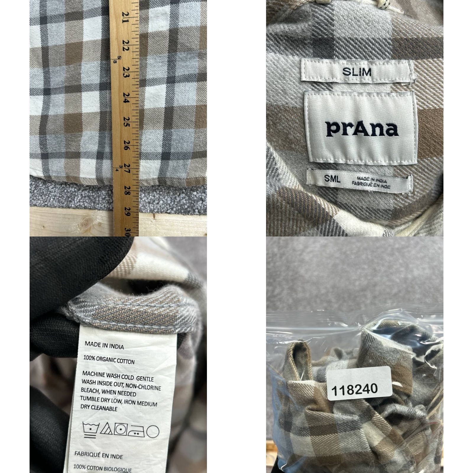 Prana prAna Flannel Shirt Mens Small Multicolor Plaid Cotton Slim Fit Chest Pockets Size US S / EU 44-46 / 1 - 8 Thumbnail