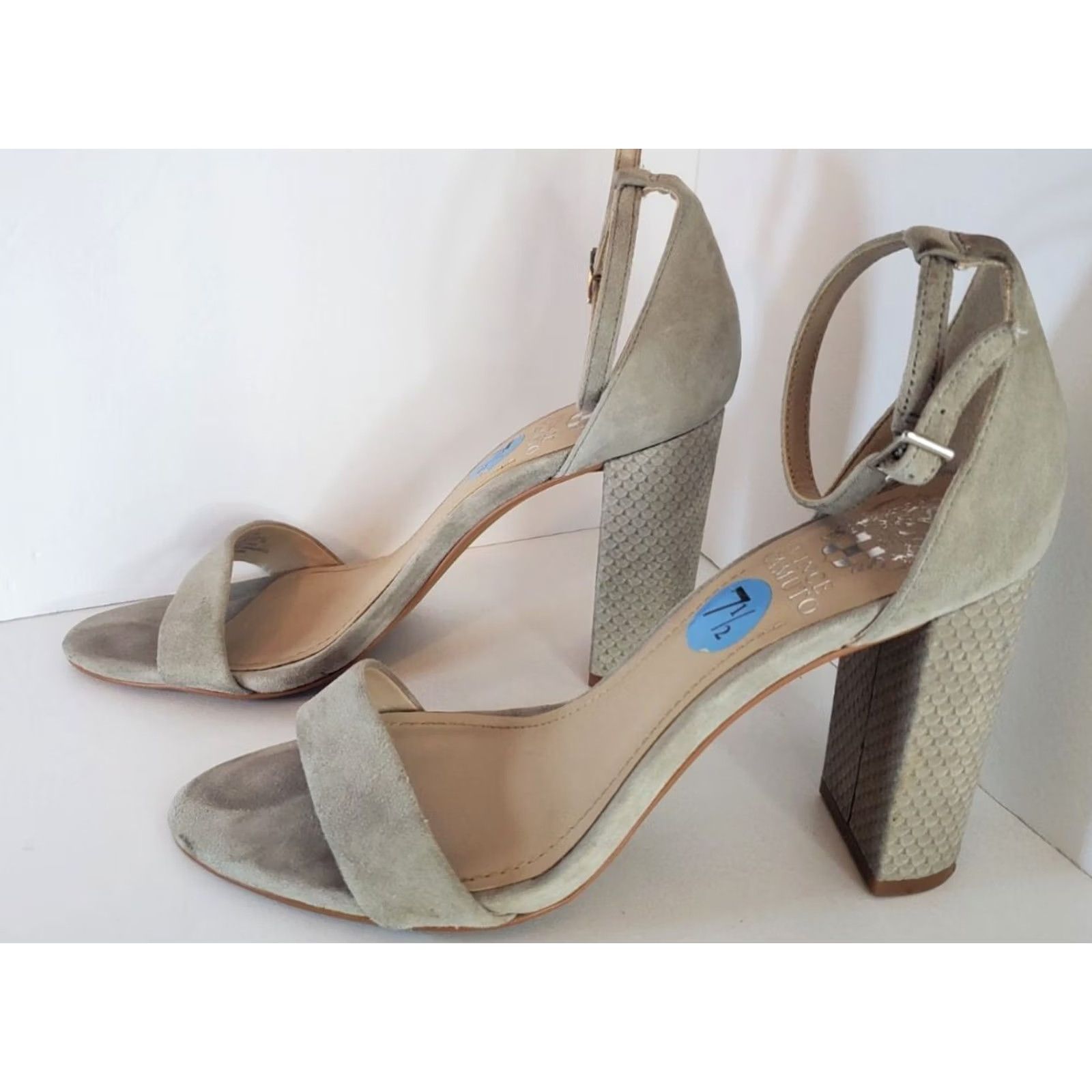 Vince Camuto Vince Camuto Womens Beige Suede Strappy Block Heel Ankle 7.5 Business Size US 8 / IT 38 - 5 Thumbnail