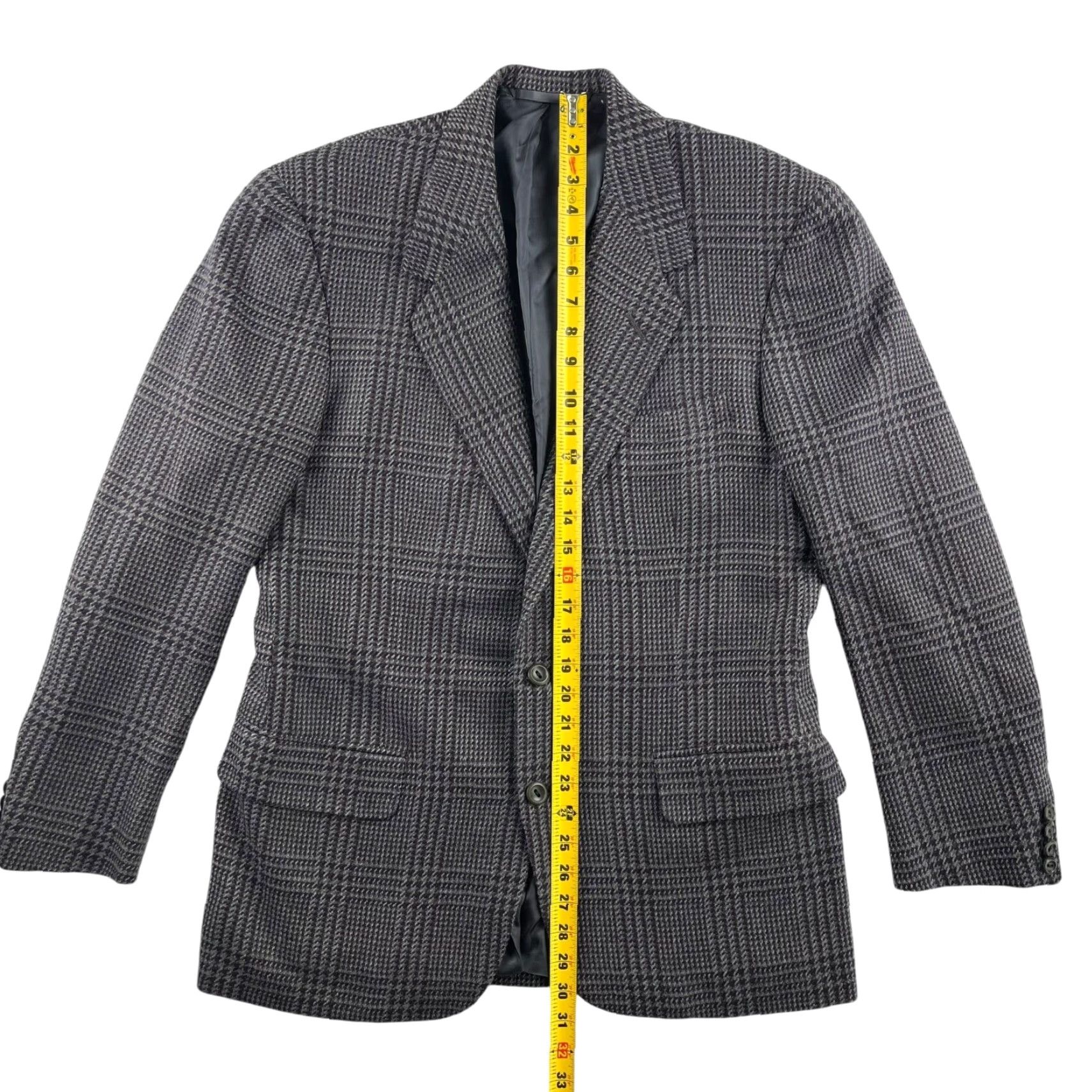 Vintage VINTAGE Oxford Clothes Men Blazer Jacket Wool Tweed Gray Plaid 39 Regular Two-Button Notch Lapel Mens Size 40R - 6 Thumbnail