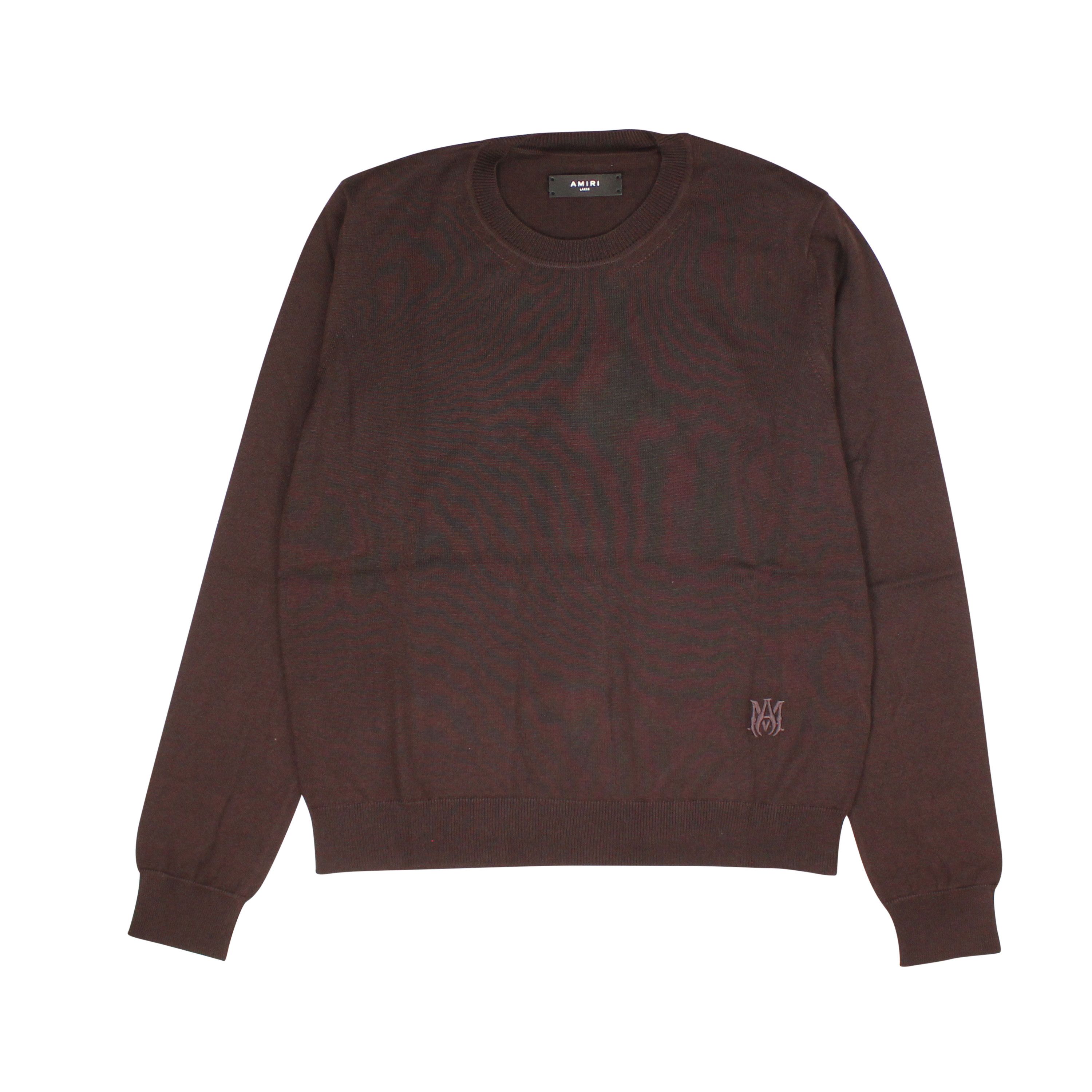 Image of Amiri Ma Embroidered Crew Brown Hoodies & Sweatshirts Size Xl, Men's