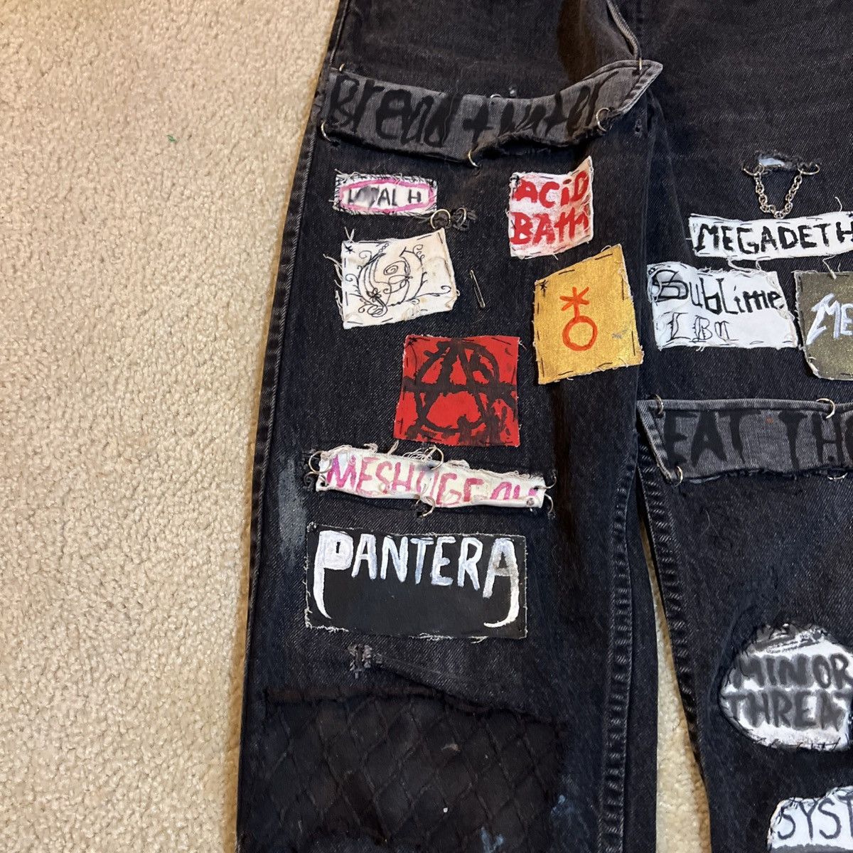Levi's Vintage Clothing Vintage 550 Levi Strauss Custom Handmade Black Denim Punk Size US 32 / EU 48 - 7 Thumbnail