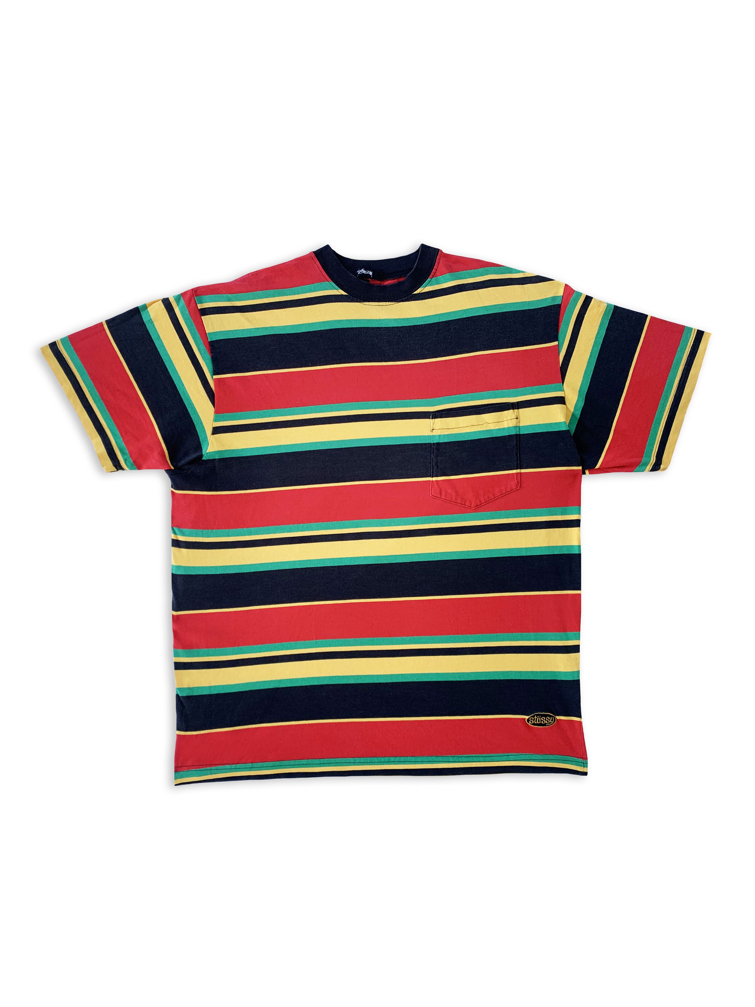 Stussy RARE Vintage 80s STUSSY T shirt Rasta Jamaica Striped Tee Size US XL / EU 56 / 4 - 1 Thumbnail