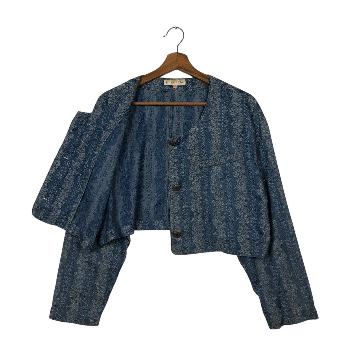 Vintage 📌Rich Blue Vintage Cropped Jacket Simple Life Issey Miyake Size M / US 6-8 / IT 42-44 - 11 Thumbnail