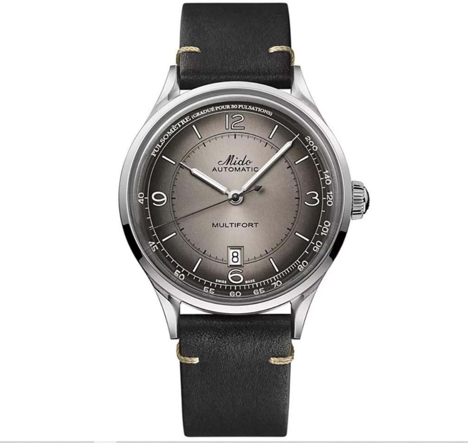 Midnight Studios MIDO Multifort Patrimony Auto Case Leather Black Dial Watch Size ONE SIZE - 1 Thumbnail