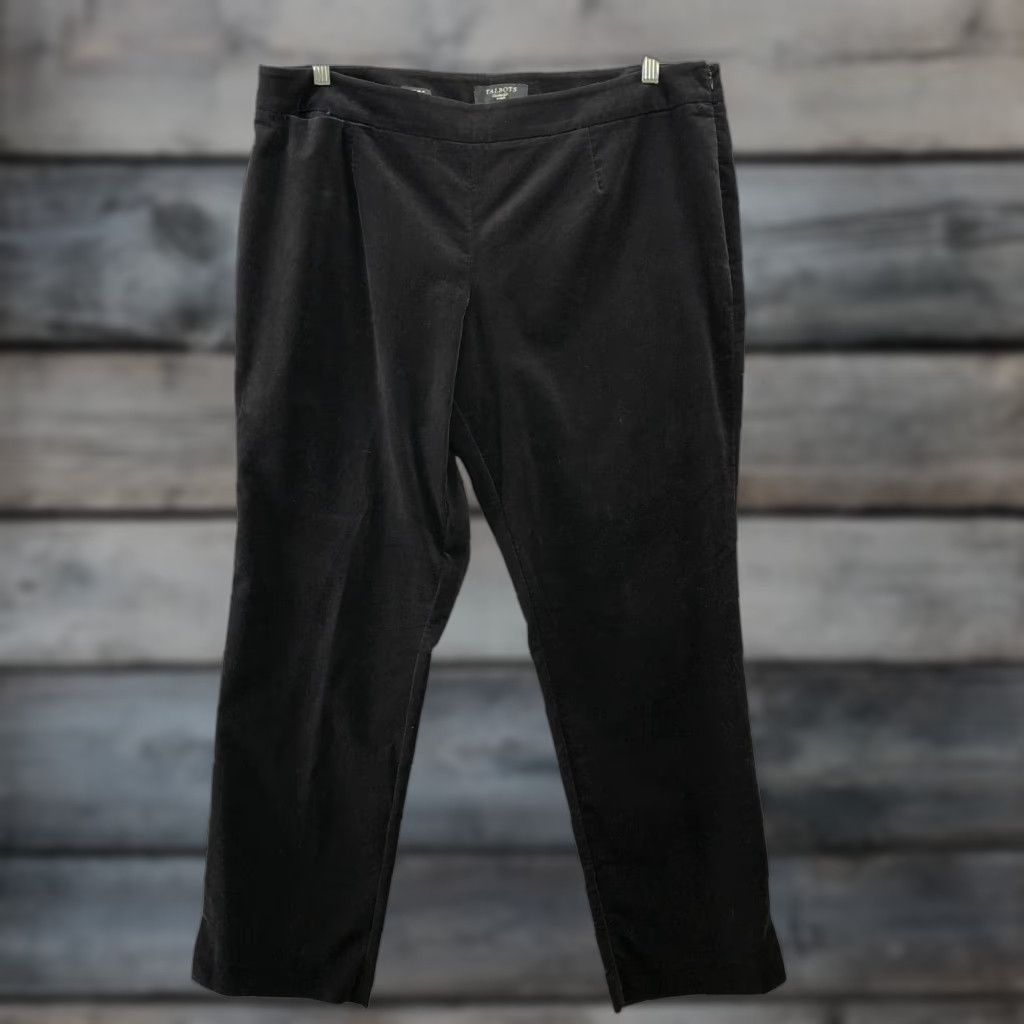 Talbots Talbots Pants Womens 16W Black Velvet Flat Front Side Zip Chatham Dress Workwear Mens? (Note: final answer provided as per constraints) Size 38" / US 16 / IT 52 - 1 Thumbnail