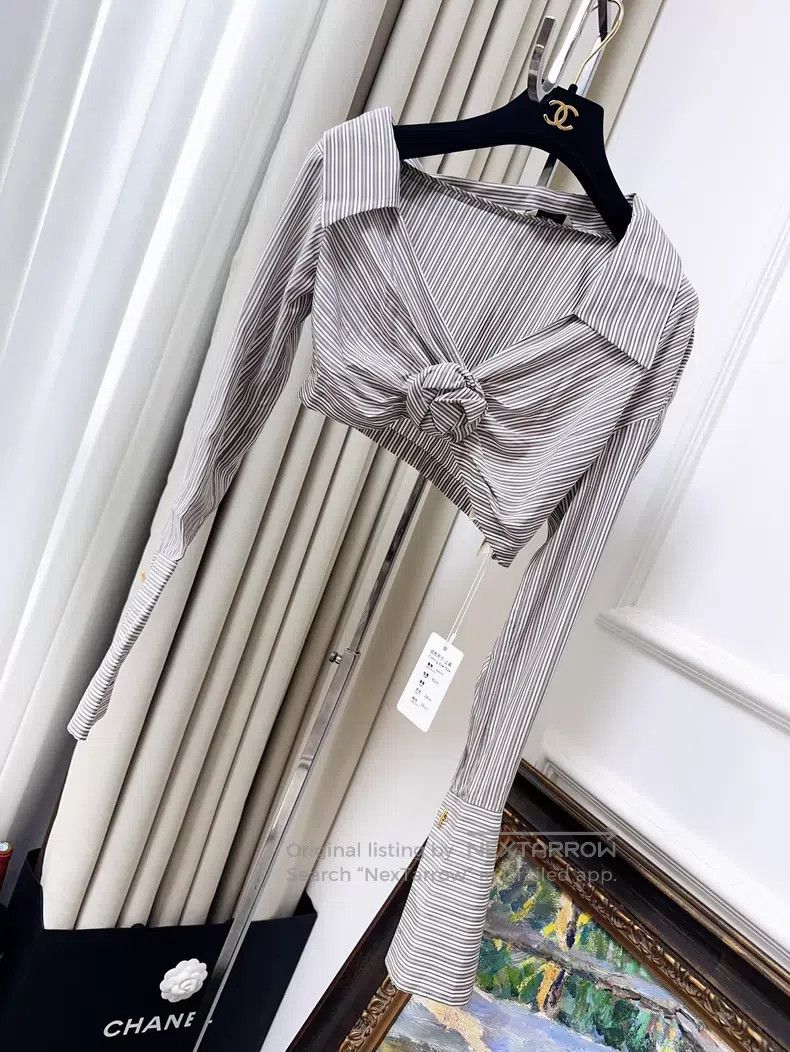 Fendi Fendi Off-Shoulder Striped Shirt Size XXS / US 00 / IT 34 - 1 Thumbnail