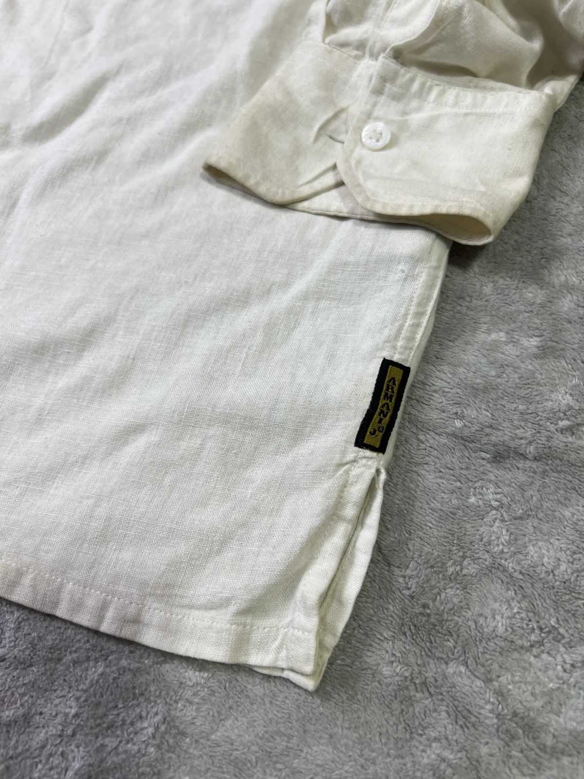 Armani Vintage Armani Jeans Linen Cotton Pullover Shirt Cream Beige Size US XL / EU 56 / 4 - 7 Thumbnail