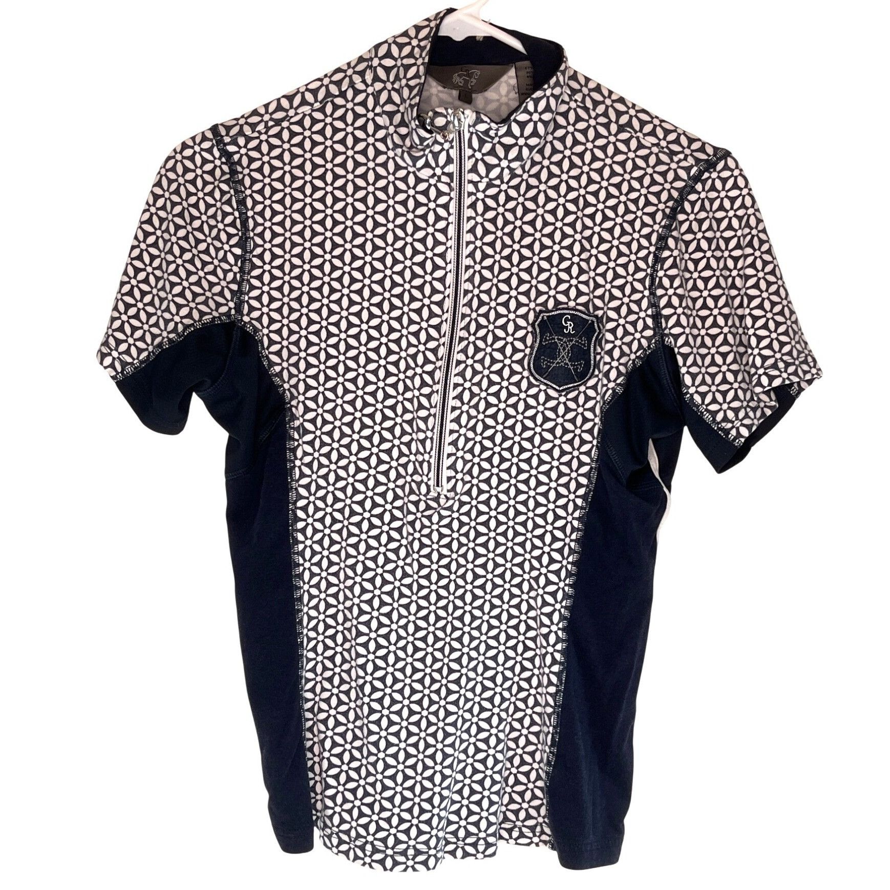 Other Goodrider Womens Geometric Zip-Up Equestrian Shirt Bamboo Bl Size L / US 10 / IT 46 - 1 Thumbnail