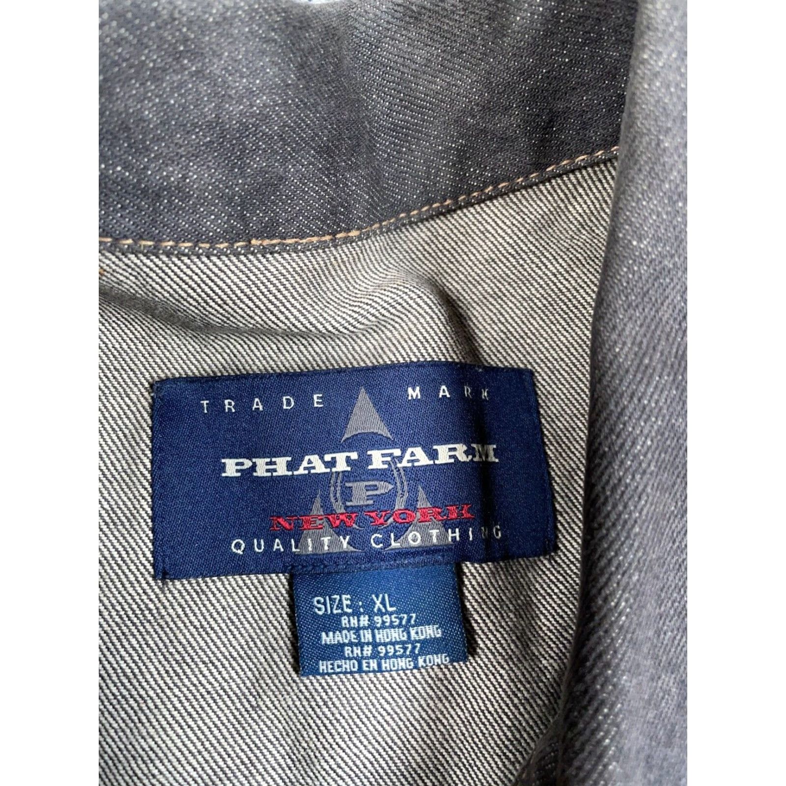 Phat Farm VINTAGE Phat Farm Jean Jacket Men's 2XL Gray Denim Streetwear Hip Hop Retro Size US 39 - 3 Thumbnail