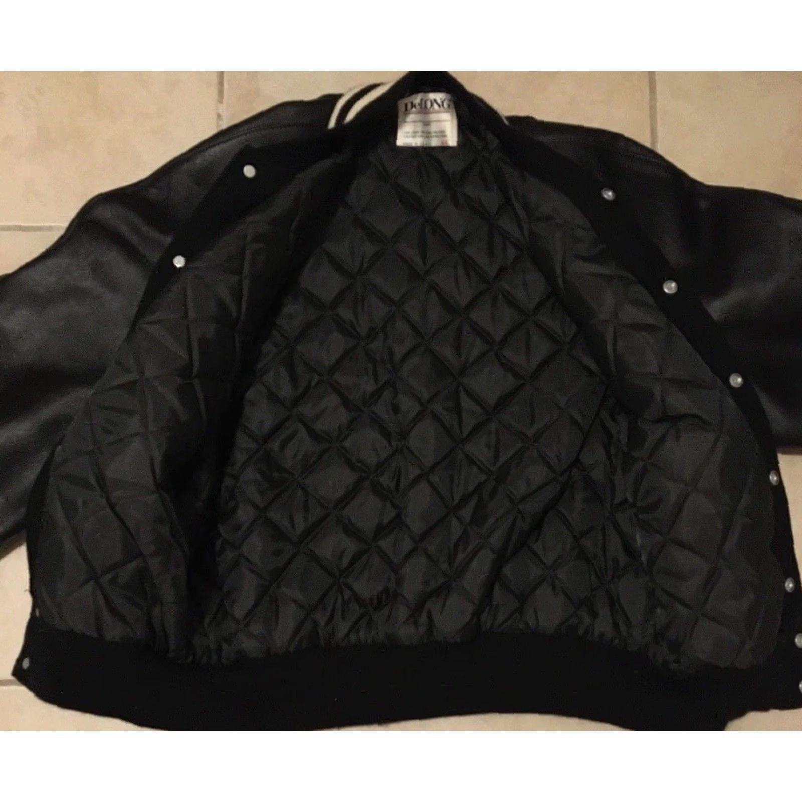 Vintage Vtg 80s Varsity Letterman Jacket 44 USA Wool Striped Men Black Cal State 80s Grunge Football School Sports University Varsity Jacket Bomber Style Size US S / EU 44-46 / 1 - 5 Thumbnail
