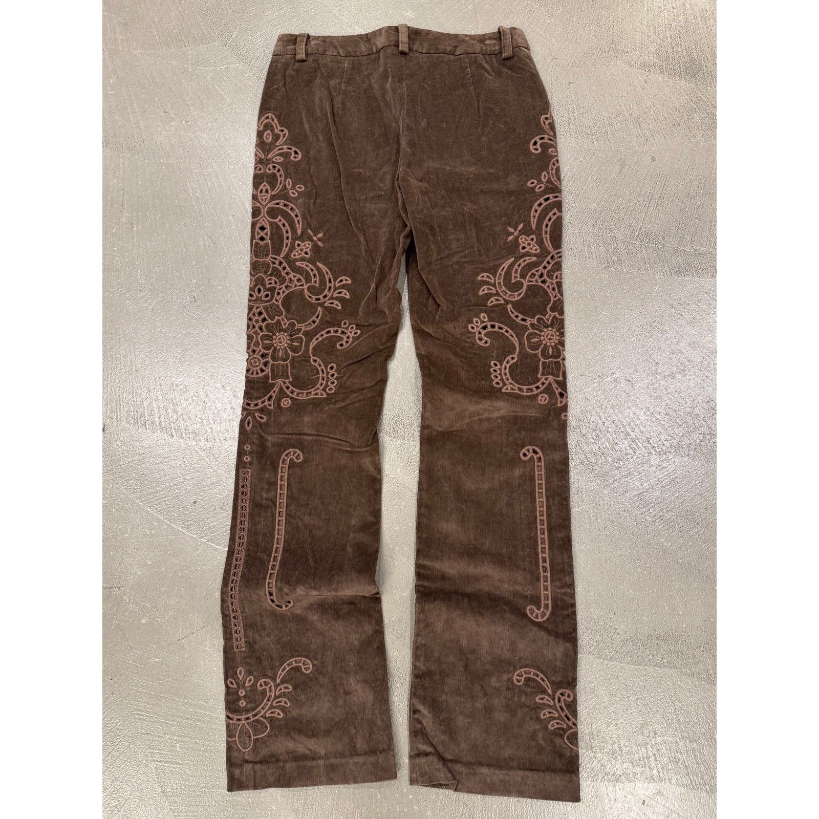 Dolce & Gabbana F/W 2002 Dolce & Gabbana embroidered brown corduroy pants Size 28" / US 6 / IT 42 - 2 Thumbnail