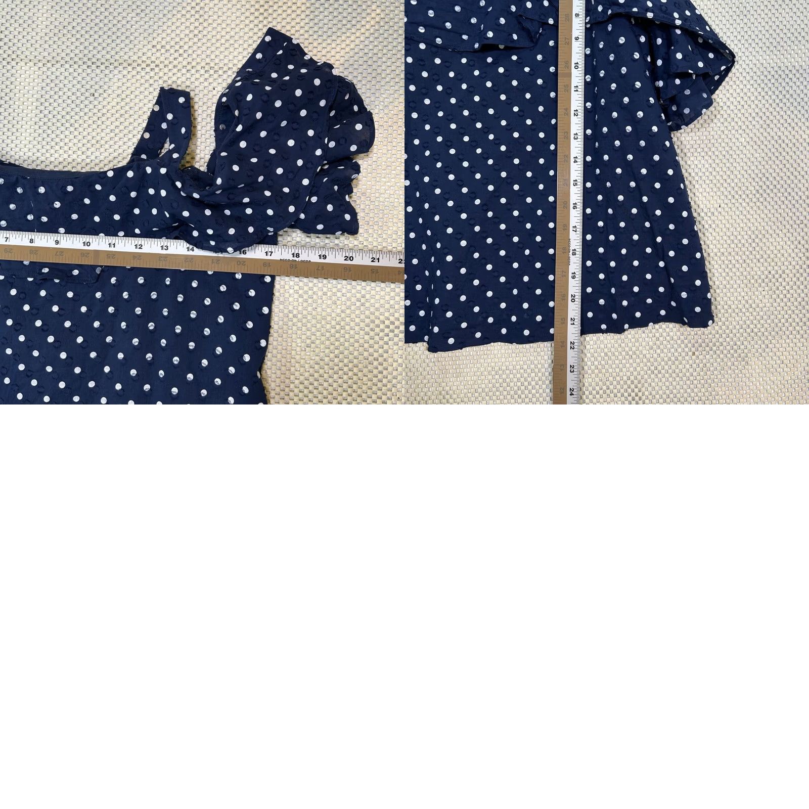 J.Crew J. Crew Blouse Polka Dot Navy Blue Cold Shoulder Ruffle Square Neck Womens 4 Size S / US 4 / IT 40 - 8 Thumbnail
