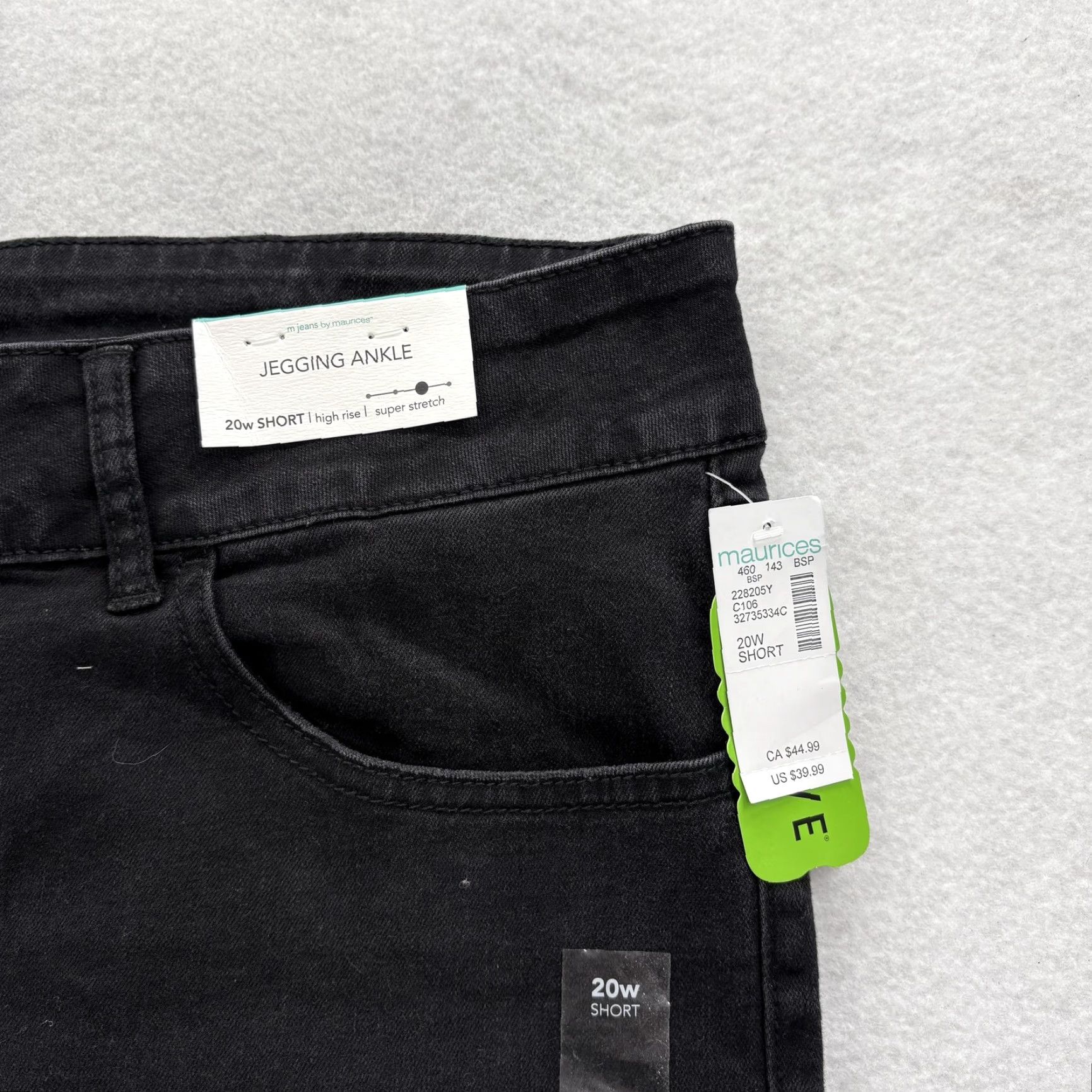 Vintage Maurices M Jeans Jegging Ankle Black High Rise Distressed Women 20W Short Jeans Slim Pockets 5-Pocket Denim Cotton Polyester Spandex Size 42" / US 20 - 3 Thumbnail