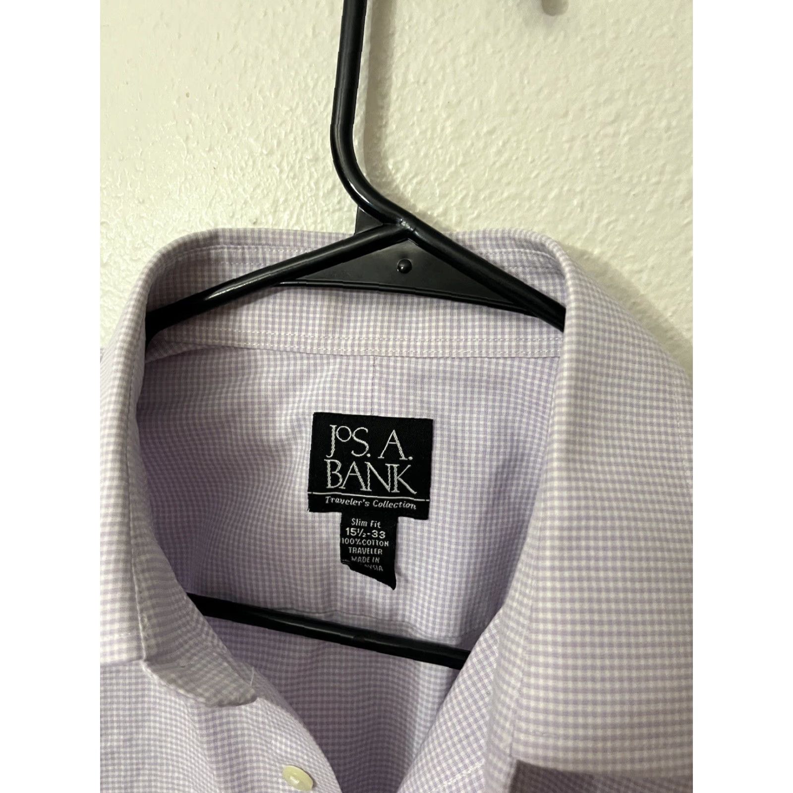 Jos. A. Bank Jos. A. Bank Purple Long Sleeve Button-Up Shirt Mens 15.5 Slim Fit Gingham Travel Casual Size US M / EU 48-50 / 2 - 3 Thumbnail