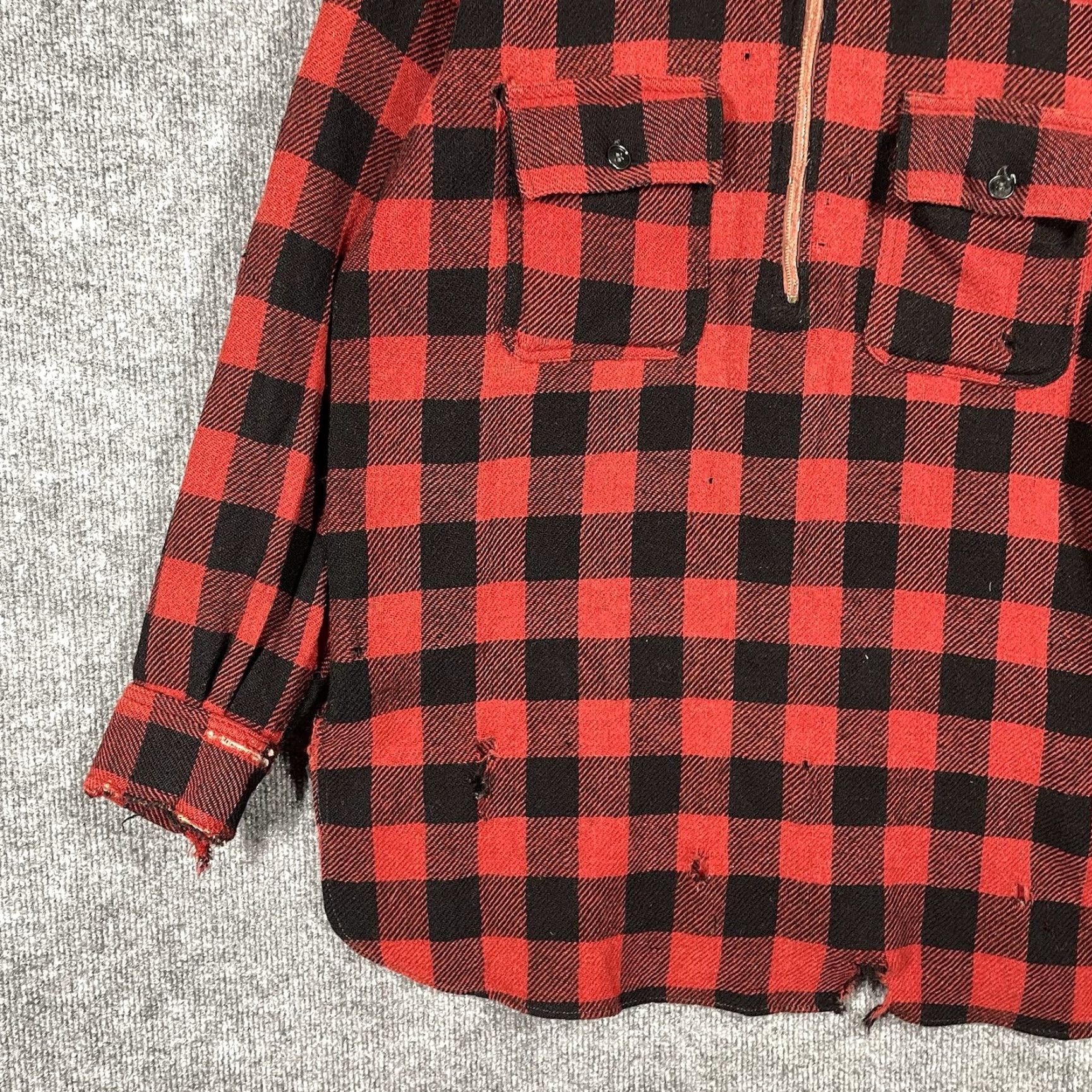 Vintage VINTAGE 5 Brother Flannel Shirt Large Wool 1930s Half Zip Chin Strap Rockabilly Red 1930s Mens Size US L / EU 52-54 / 3 - 3 Thumbnail