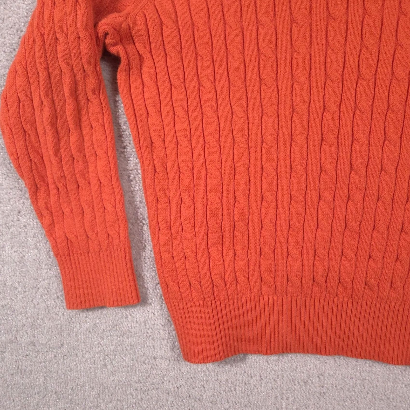 Vintage VINTAGE St. John's Bay Sweater Womens Large Orange Cable Knit V Neck Pullover Ribbed Trim Size L / US 10 / IT 46 - 4 Thumbnail