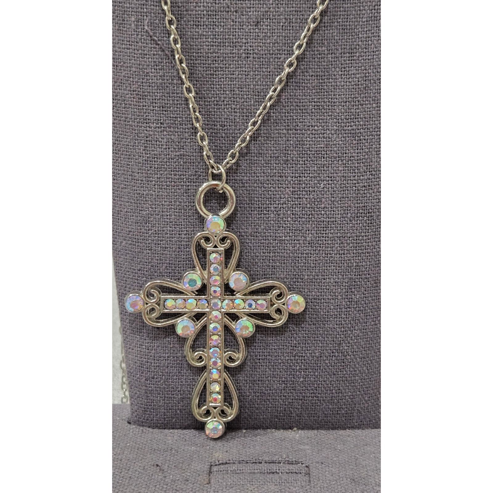 Other Silver Rhinestone Cross Pendant Infinity Necklace Size ONE SIZE - 2 Thumbnail