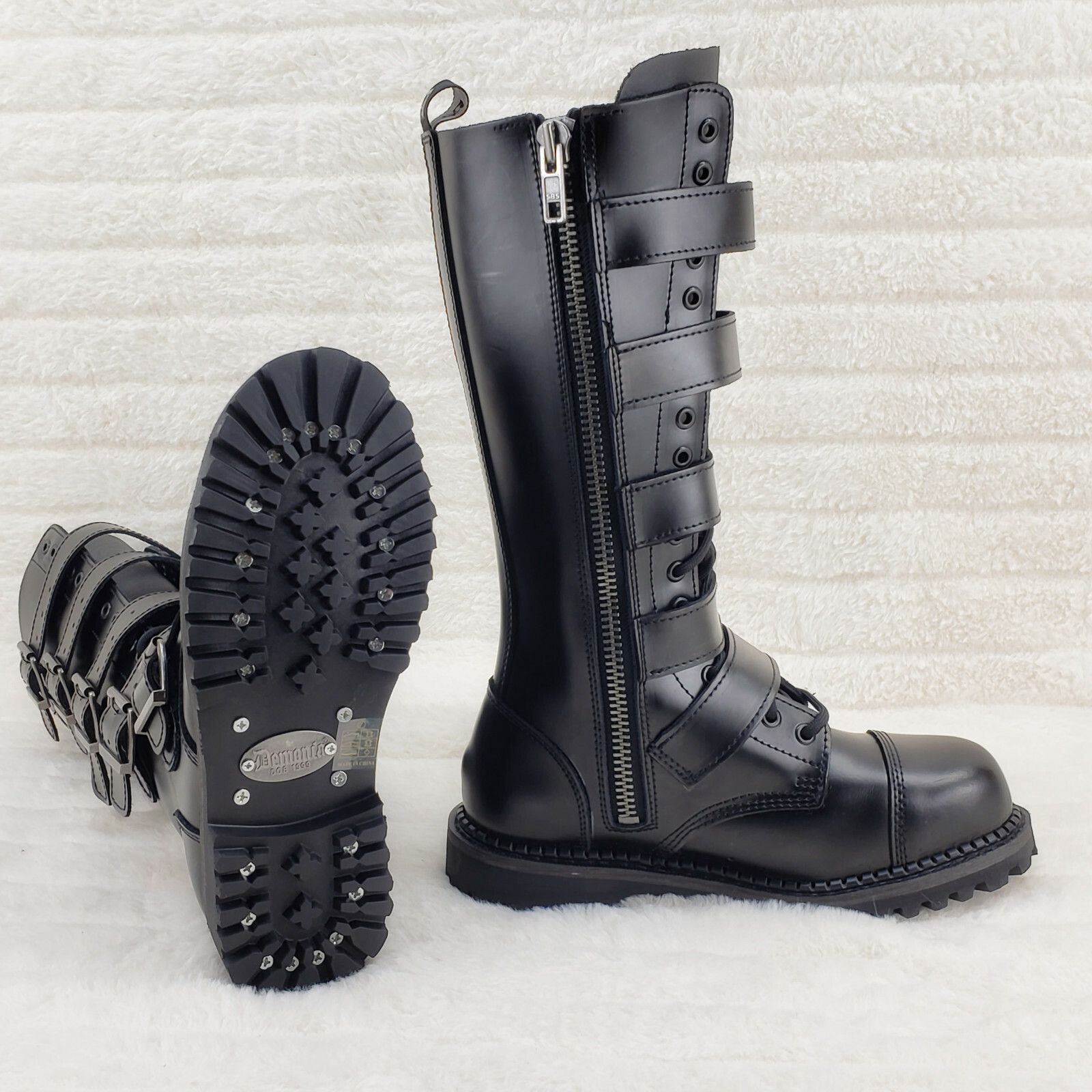 Demonia Cult DEMONIA Riot 18 Goth Combat Biker Steel Toe Knee Boots Black Size US 8 / EU 41 - 3 Thumbnail
