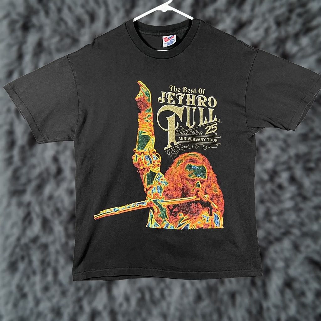 Hanes VINTAGE Jethro Tull Shirt Mens Large Black 25th Anniv Tour Tee Single Stitch Size US L / EU 52-54 / 3 - 1 Thumbnail