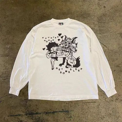 Other White casual retro wolf pattern long sleeve tee Size US L / EU 52-54 / 3 - 2 Thumbnail