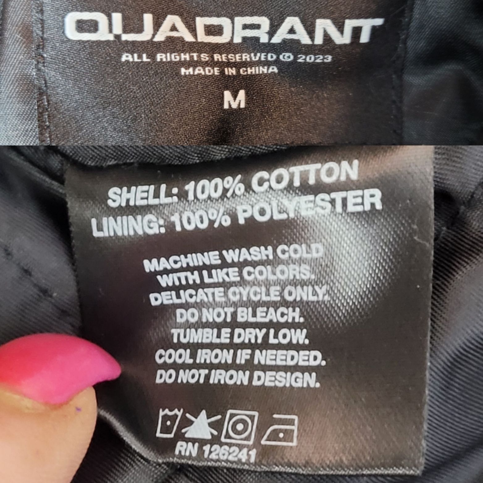Other Quadrant Mens Black Canvas Logo Jacket M Cotton Barn Bomber Size US M / EU 48-50 / 2 - 3 Thumbnail