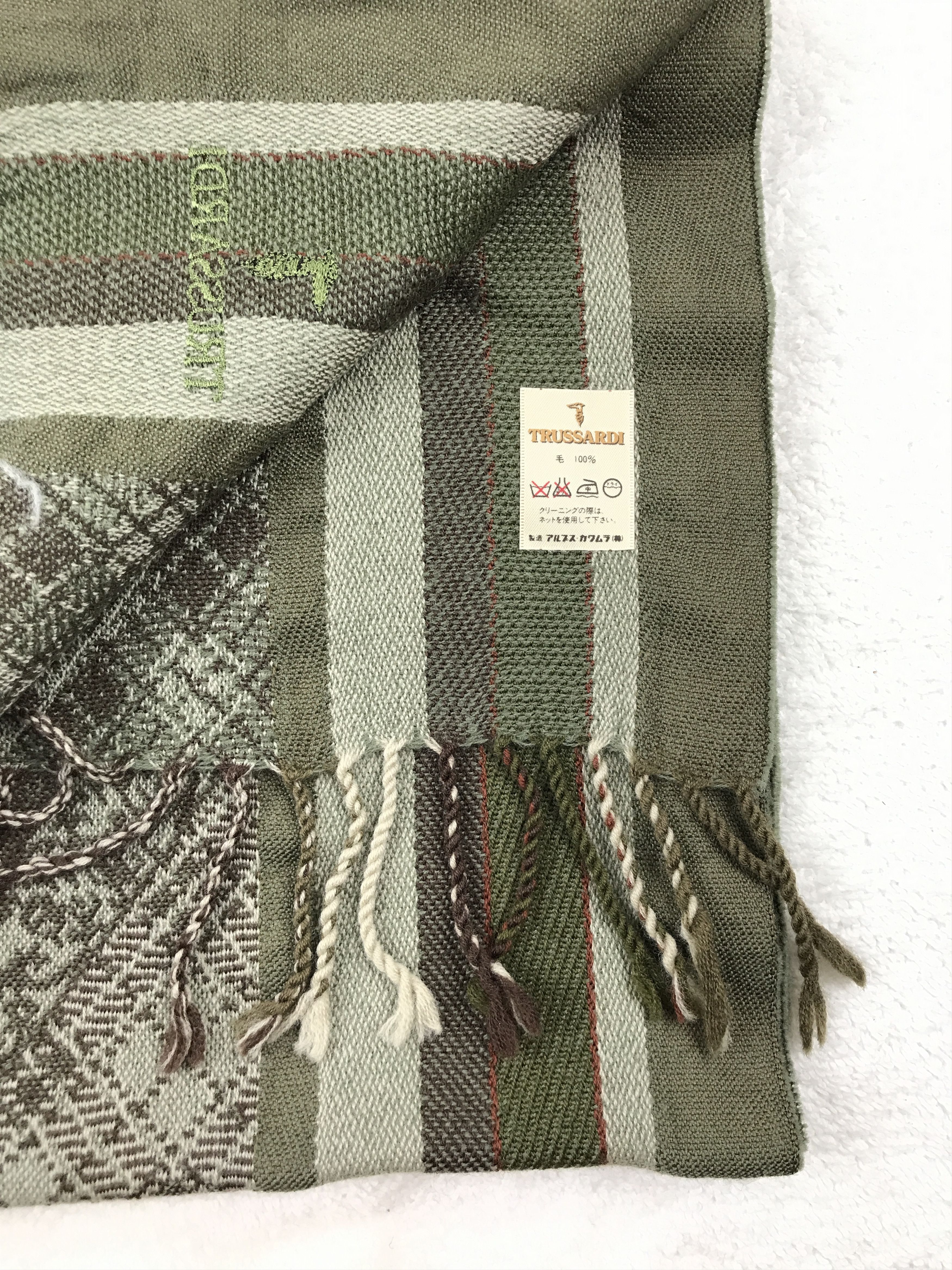 Designer × Trussardi × Vintage Vintage Trussardi Scarf Muffler Wool Cashmere Size ONE SIZE - 6 Thumbnail