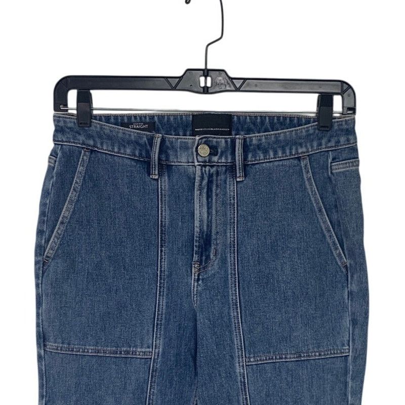 White House Black Market WHBM Womens Size 10 High Rise Straight Leg Denim Blue Jeans Size 32" / US 10 / IT 46 - 2 Thumbnail