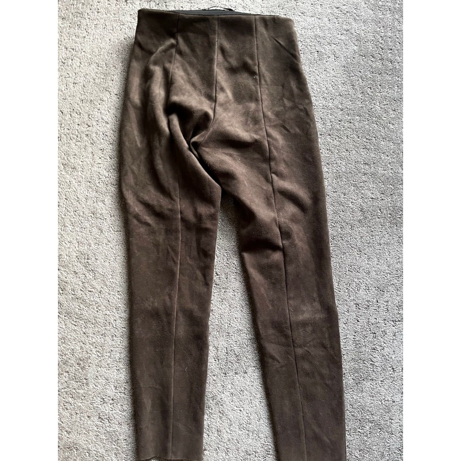 Zara Zara Basic Collection Women’s Vegan Suede Ankle Zipper Pull-On Pants M Brown Women’s Size 32" / US 10 / IT 46 - 3 Thumbnail
