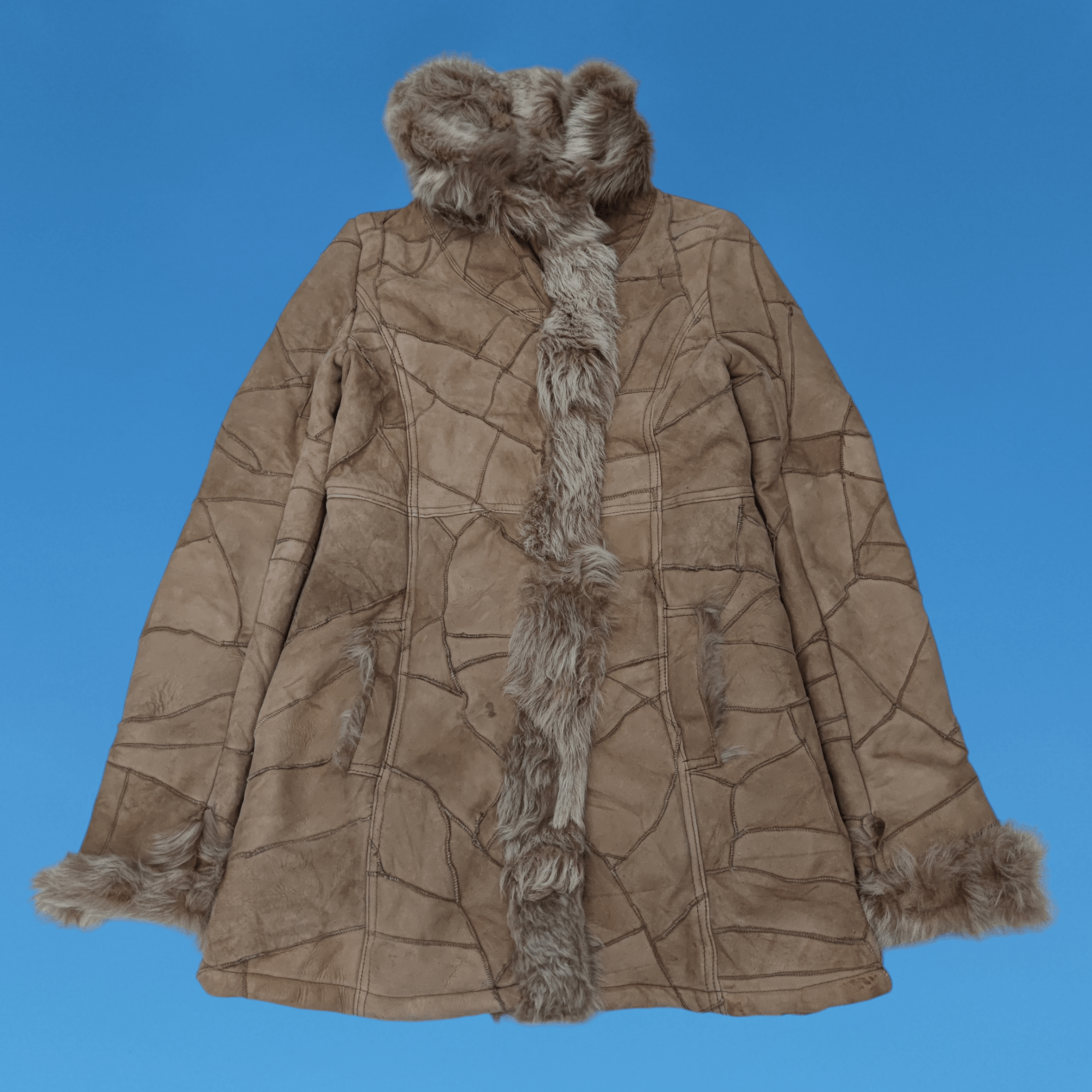 Tornado Mart Tornado Mart Patchwork Sheepskin Leather Fur Coat Jacket Size M / US 6-8 / IT 42-44 - 1 Thumbnail