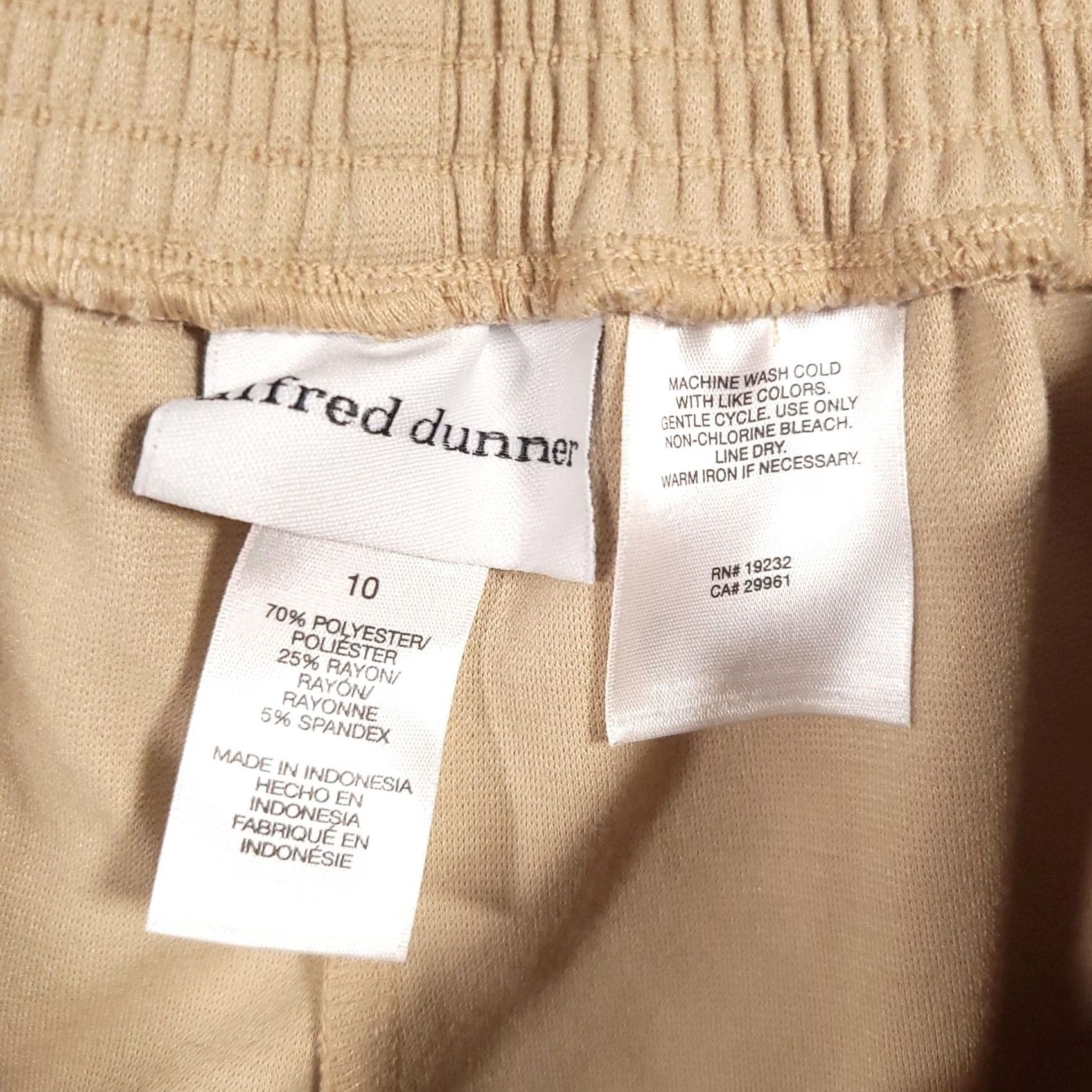 Vintage Alfred Dunner Pants Womens 10 Beige Straight Leg Pull On Pockets Stretch Comfort Dress Pants Size 32" / US 10 / IT 46 - 5 Thumbnail